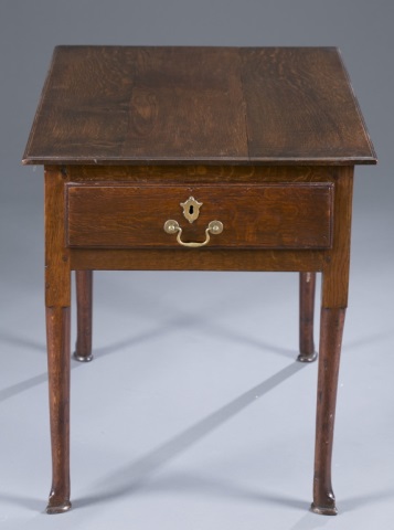 Appraisal: th c English Queen Anne Side Table Oak Moulded edge