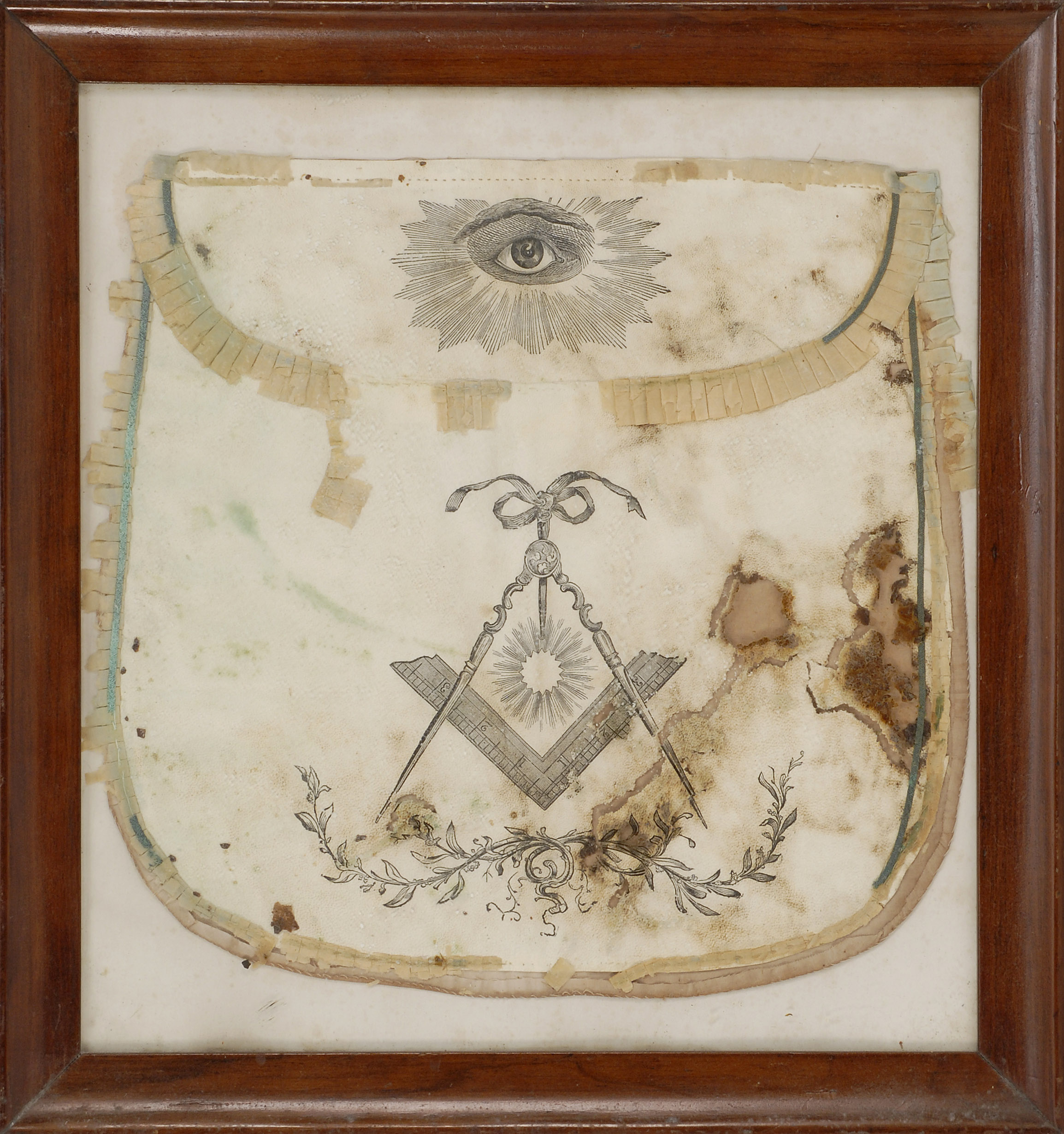 Appraisal: THREE MASONIC APRONS th Century Housed in a portfolio White