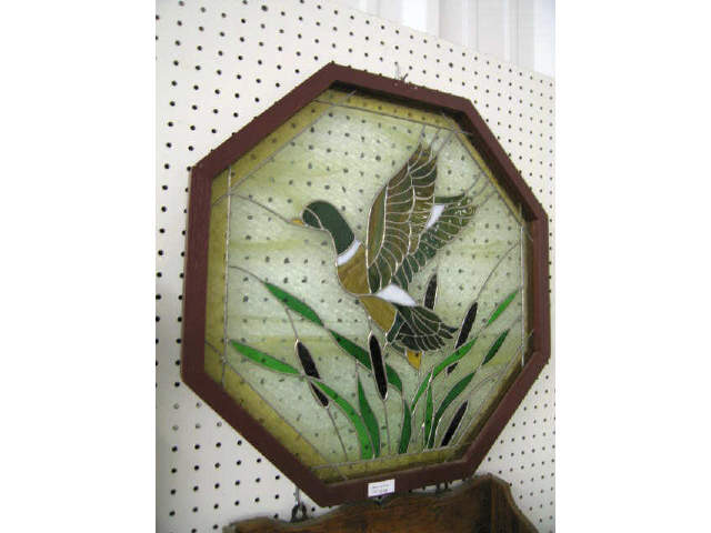 Appraisal: Leaded Glass with Duck in Flight