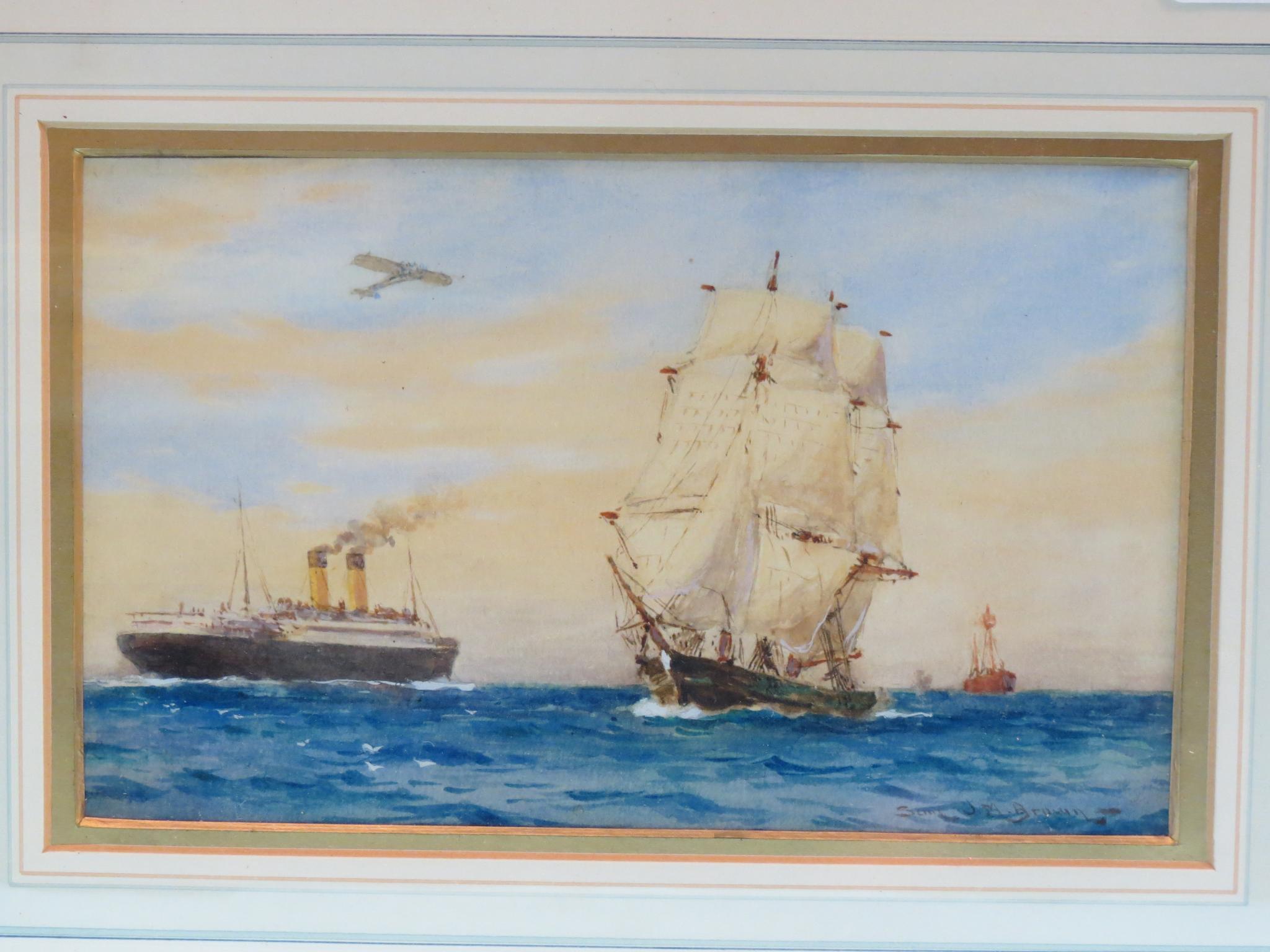 Appraisal: Samuel John Milton Brown - - marine watercolour entitled Sail