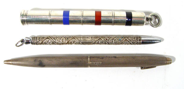 Appraisal: S Morden three colour propelling pen silver ball point pen