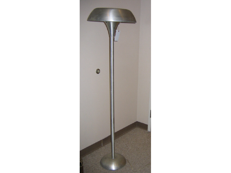 Appraisal: MID-CENTURY SPUN ALUMINUM TORCHERE with removable top ring raised on