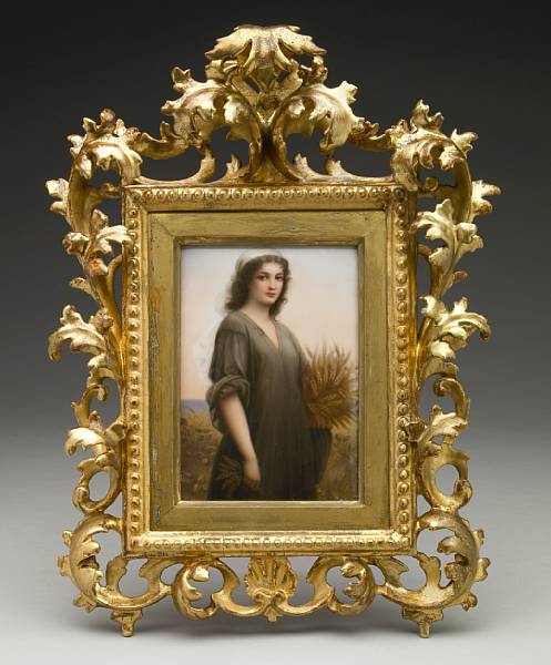 Appraisal: A German porcelain plaque of Ruth now impressed scepter above