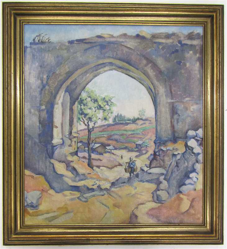 Appraisal: MARY BLACK OIL ON CANVAS American th century Village Gate