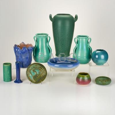 Appraisal: FULPER ETC Eleven pieces includes pair of Fulper three-handled vases