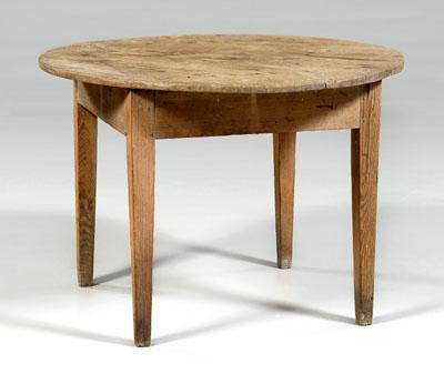 Appraisal: Georgia yellow pine circular table four-board top on square skirt