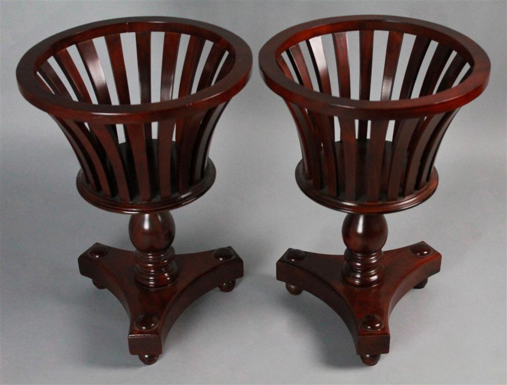 Appraisal: PAIR OF REGENCY STYLE MAHOGANY PLANTERS of circular design with