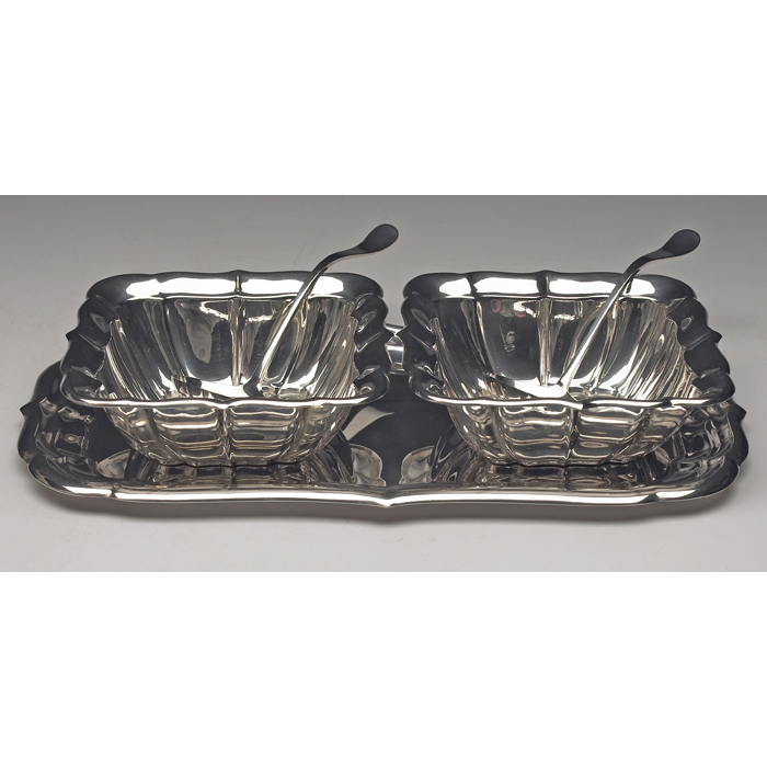 Appraisal: Cartier serving pieces tray two bowls and two ladles all