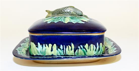 Appraisal: Sale Lot A Majolica Sardine Box Width inches -