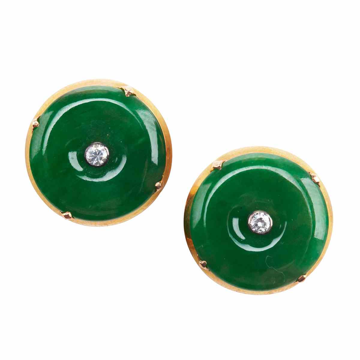 Appraisal: Pair Of k Yellow Gold Button Earrings each set with