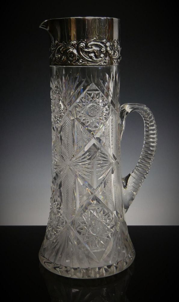 Appraisal: DOMINIC HAFF ANTIQUE STERLING CRYSTAL TANKARD Dominic and Haff mark