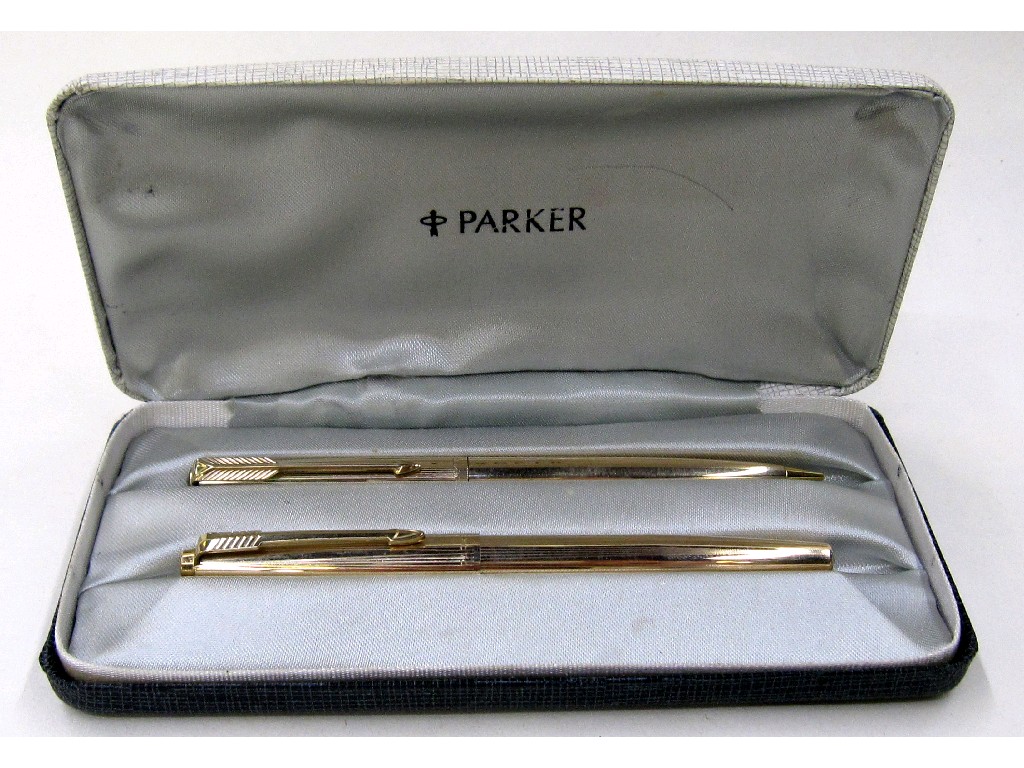 Appraisal: Gold plated Lady Parker pen and pencil set