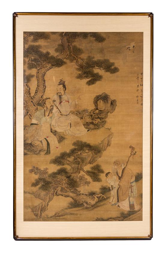 Appraisal: Sale Lot An Ink and Color Painting on Silk depicting