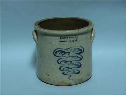 Appraisal: STONEWARE CROCK Stamped Biedinger Caire Poughkeepsie NY above a blue