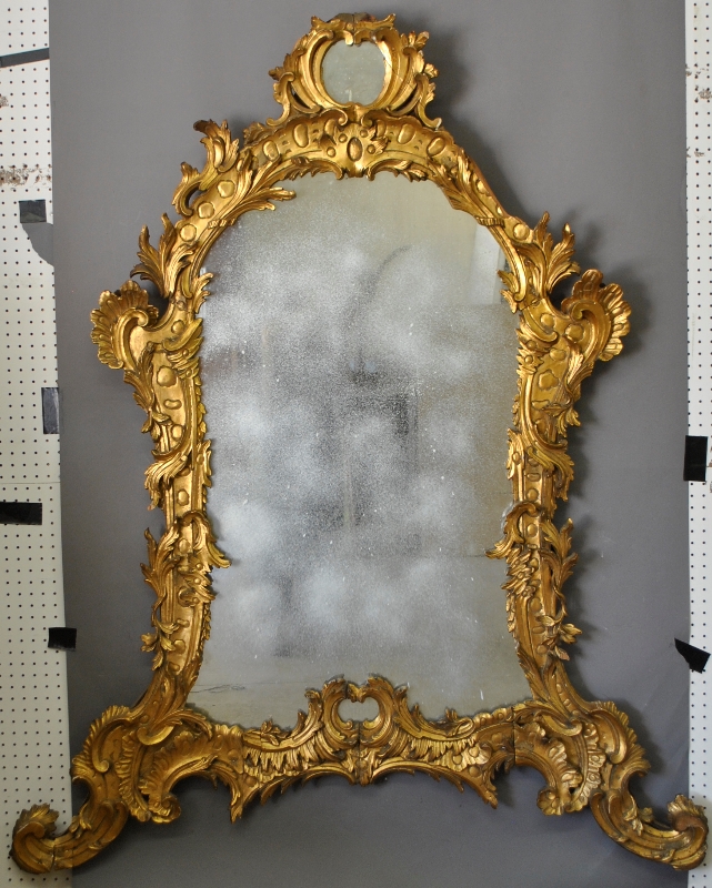 Appraisal: - Large Italian gilt carved mirror th th c As