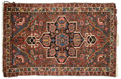 Appraisal: Hamadan rug large central medallion with pendants and ivory borders