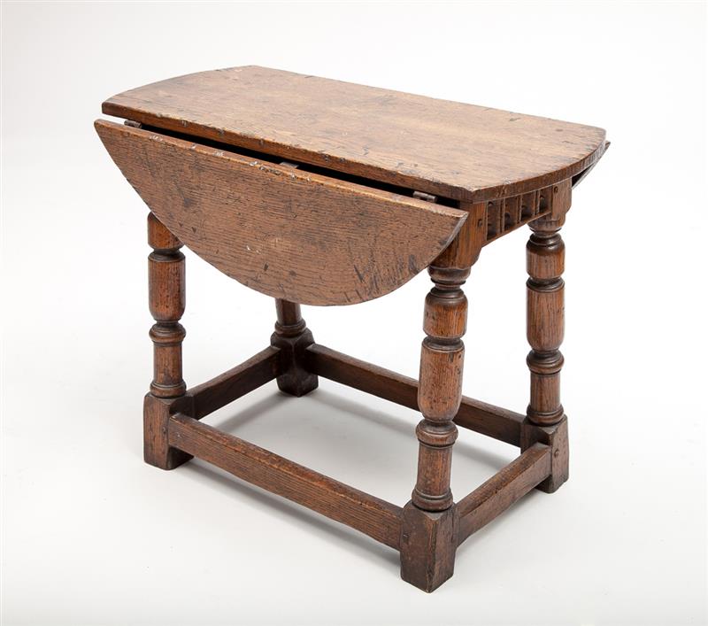 Appraisal: Jacobean Style Small Oak Drop-Leaf Table x x in with