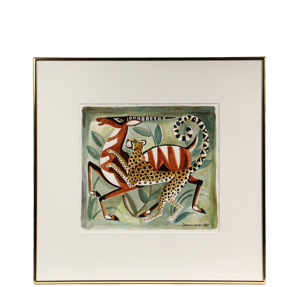 Appraisal: DAHLOV IPCAR ME - - Cheetah Antelope watercolor on artist's