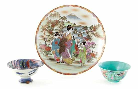 Appraisal: Chinese and Japanese porcelain bowls and Satsuma charger th century