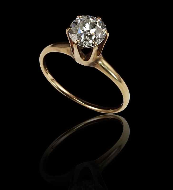 Appraisal: ESTATE CT DIAMOND SOLITAIRE RING An antique K yellow gold