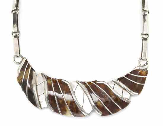 Appraisal: A Sterling Silver and Tortoiseshell Necklace William Spratling consisting of