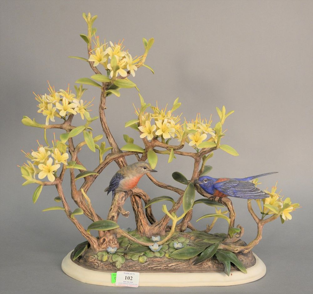 Appraisal: Boehm Western Bluebirds porcelain sculpture ht Boehm Western Bluebirds porcelain