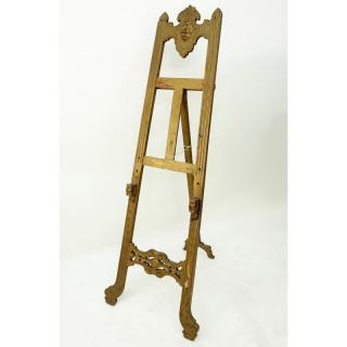 Appraisal: Antique Carved Wood Easel Antique Carved Wood Easel Unsigned Wear