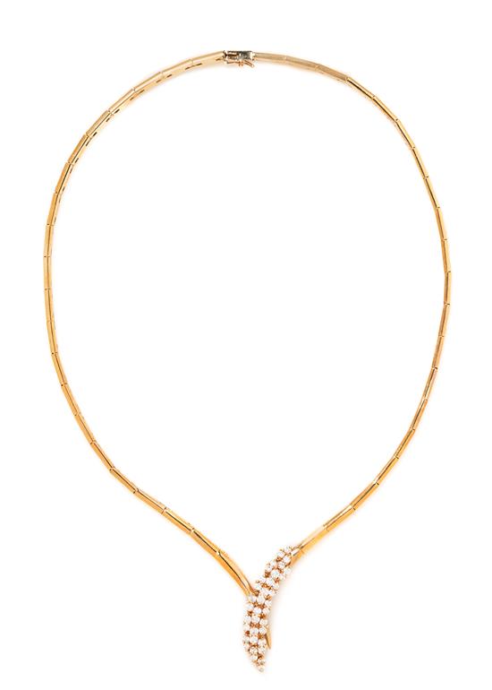 Appraisal: Sale Lot A Karat Yellow Gold and Diamond Necklace containing