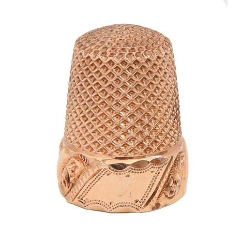 Appraisal: A gold thimble late th c with vacant cartouche and