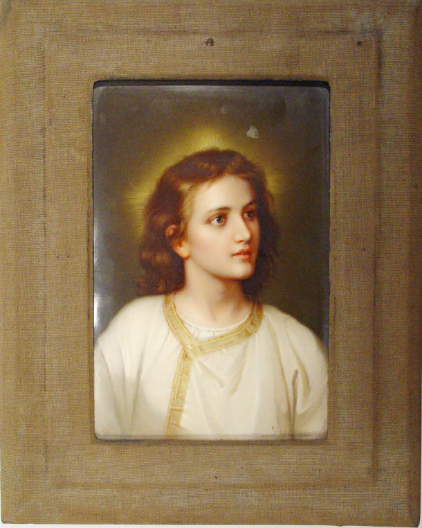 Appraisal: Rectangular KPM porcelain portrait plaque hand painted with Jesus signed