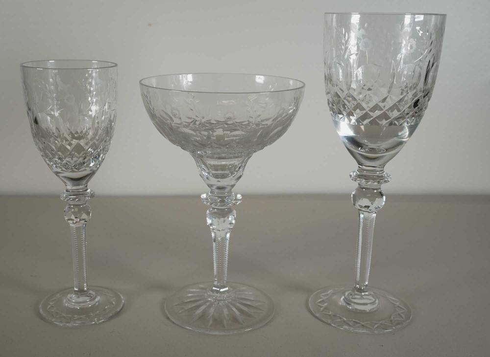 Appraisal: COLLECTION OF ETCHED CRYSTAL STEMWARE total pieces tallest glass inches