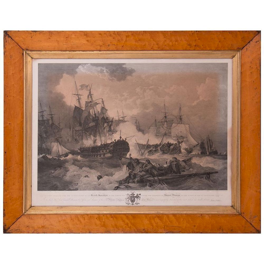 Appraisal: An early th century commemorative etching of a British naval