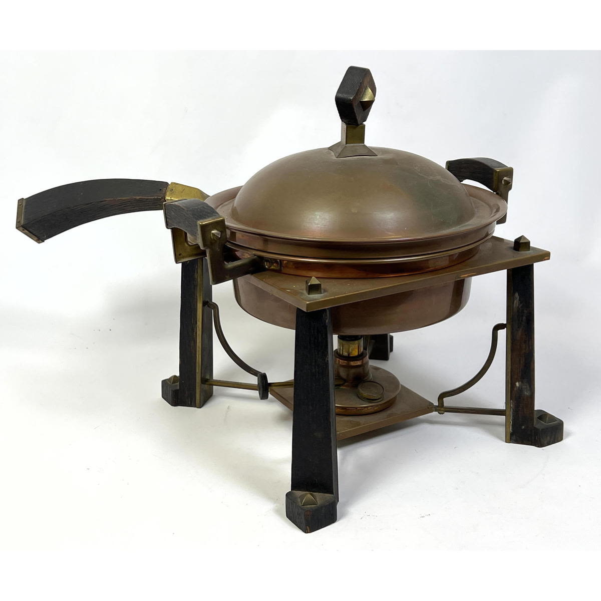 Appraisal: S Sternau and Co Arts and Crafts copper chafing dish