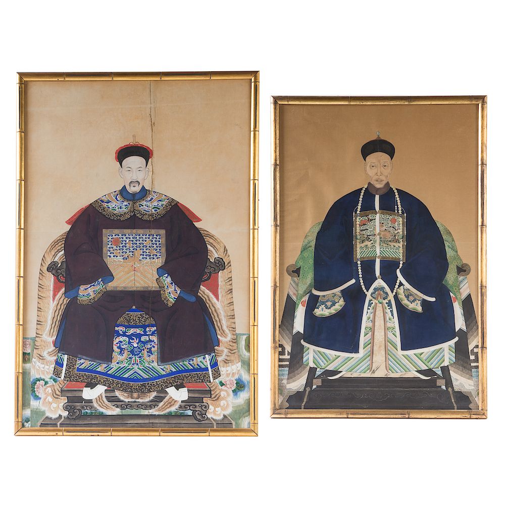 Appraisal: Two Chinese th Century Ancestor Portraits portraits of two seated