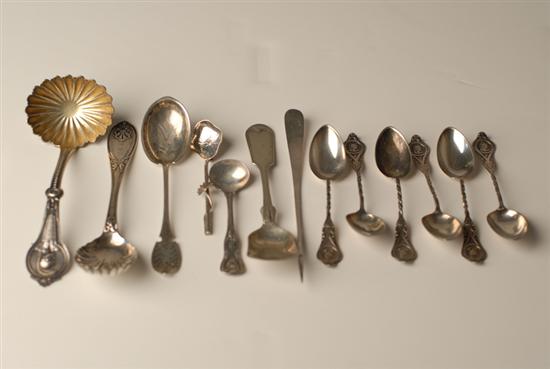 Appraisal: Thirteen Miscellaneous Pieces of Coin Silver Flatware to Include a