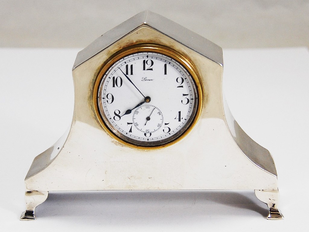 Appraisal: Silver-cased desk clock with Arabic numerals by Lever Birmingham maker