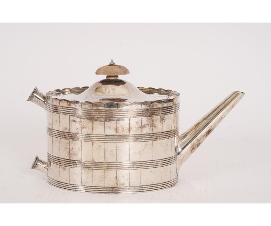 Appraisal: Sterling silver Georgian teapot marked W B William Bateman with