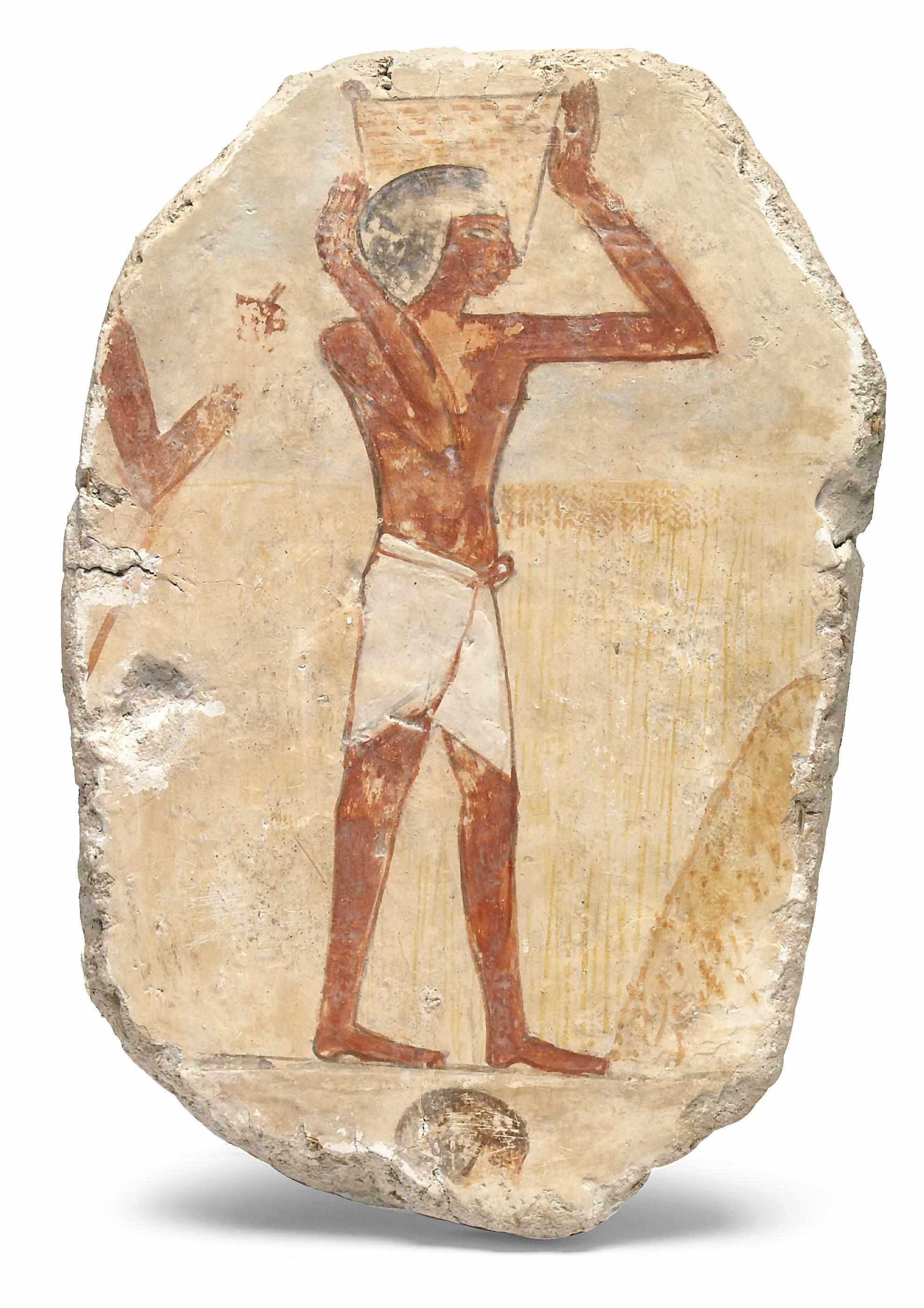 Appraisal: An Egyptian style wall painting fragment after the antique Depicting