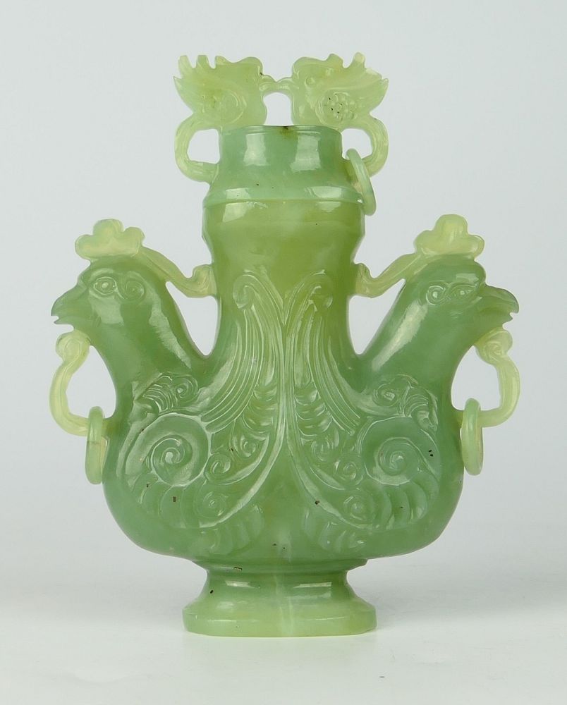 Appraisal: CHINES JADE COVERED INCENSE IN A ROOSTER FORM Measures tall