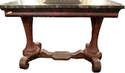 Appraisal: Edwardian burl walnut marble top console table th century