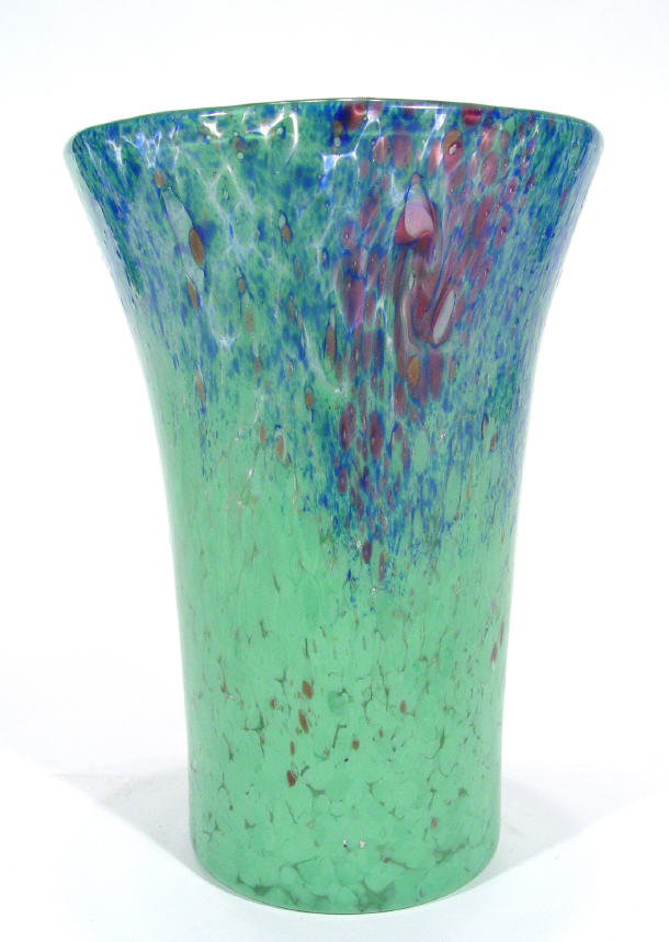 Appraisal: Flared Art glass vase with mottled green blue and purple