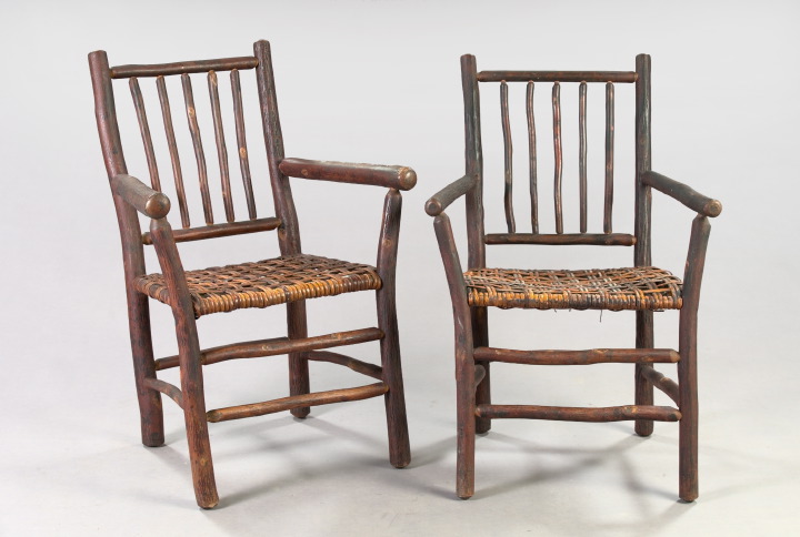 Appraisal: Pair of Faux-Bois Armchairs in the Rustic taste each with