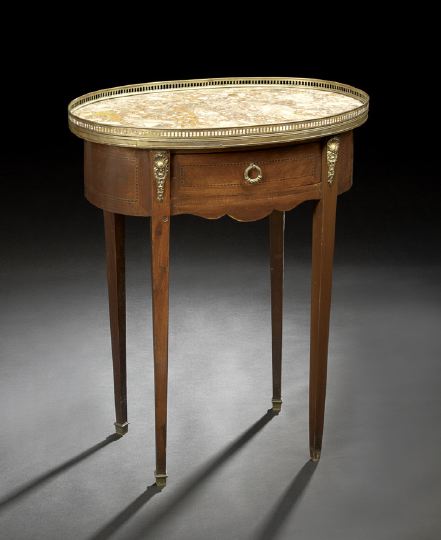 Appraisal: Louis XVI-Style Mahogany and Marble-Top Occasional Table third quarter th