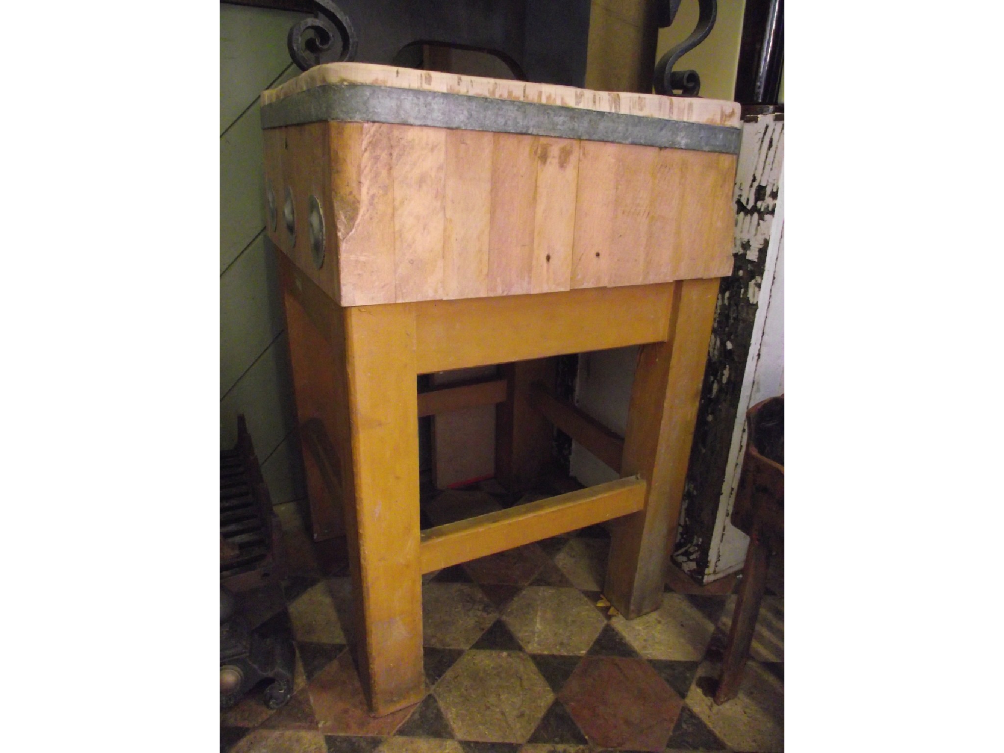 Appraisal: A butchers block cm square approx with chamfered corners and