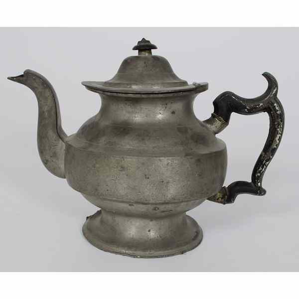 Appraisal: American Pewter Teapot American th century A pewter teapot by