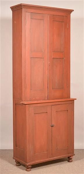 Appraisal: PA th Century Softwood Step-back Cupboard Pennsylvania th Century Softwood