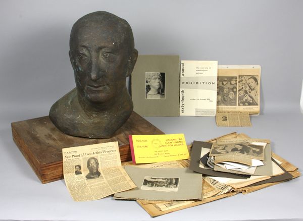 Appraisal: Group of one sculpture and archival documents of Maria C