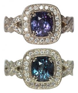 Appraisal: Fine alexandrite diamond and k white gold ring Fine alexandrite