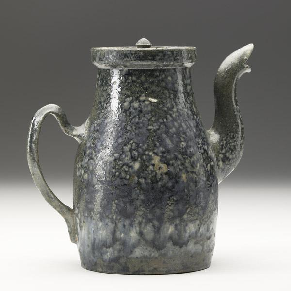 Appraisal: GEORGE OHRRare coffee pot in teal green and indigo sponged