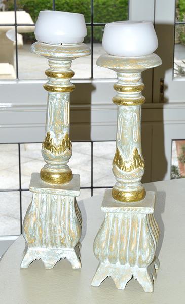 Appraisal: PAIR OF GILDED AND PAINTED CANDLESTICKS